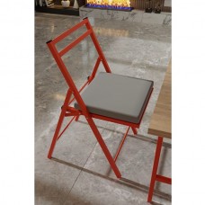 Retodesign 2 Adet Katlanır Kırmızı Metal Sandalye Minderli. Bistro Sandalye 20242k